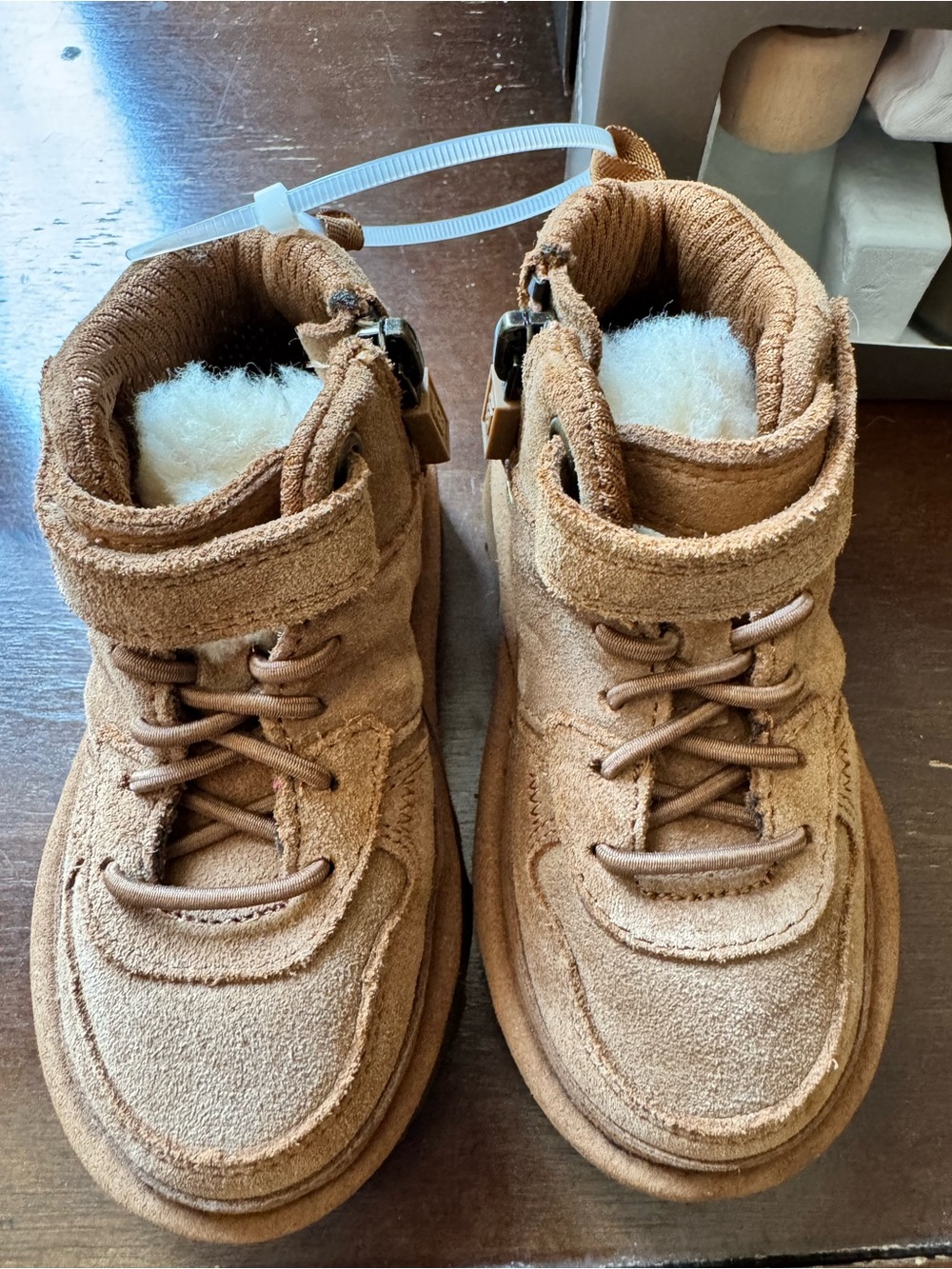 UGG Kids Suede Shearling-Lined Tan Boots
